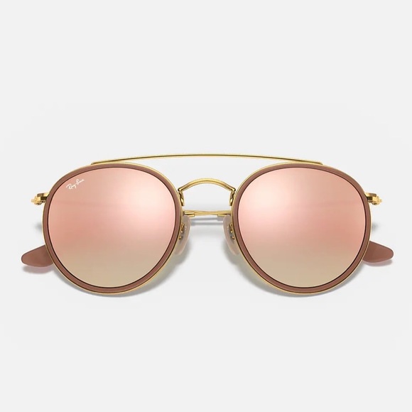 Ray-Ban Accessories - Ray Bans Double Bridge Polished Gold Frames with Copper Lenses Model RB3647N